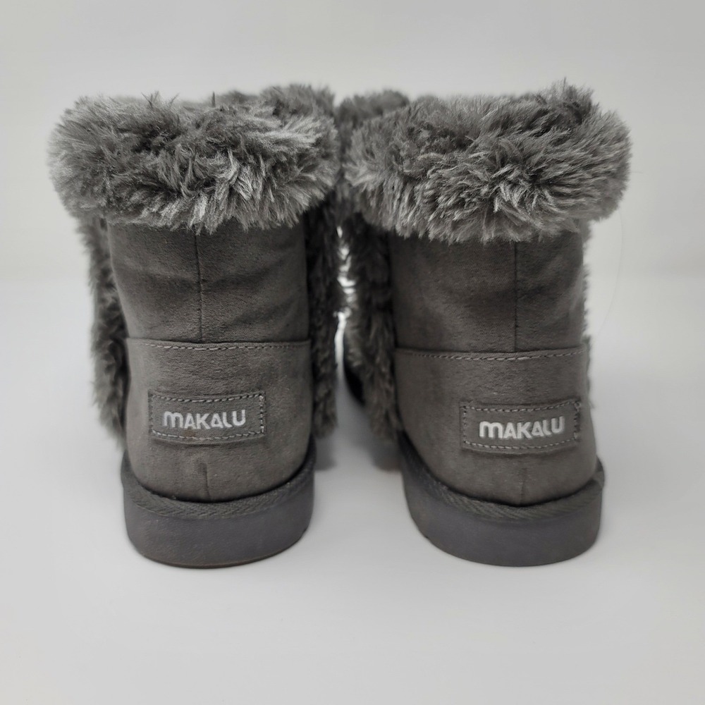 Makalu YADRA Grey Gray Faux Fur‎ Lined Winter Ankle Boots Booties Women's Size 8 - Picture 4 of 10